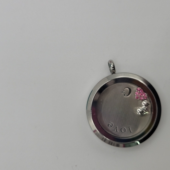 Origami Living Lockets Charm Pendant Necklace with MOM and pink heart - Picture 6 of 8